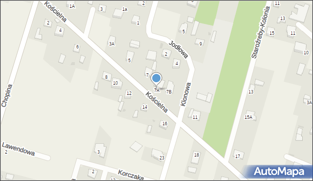 Staroźreby, Kościelna, 7A, mapa Staroźreby