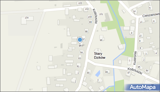 Stary Dzików, Kościuszki Tadeusza, gen., 95, mapa Stary Dzików