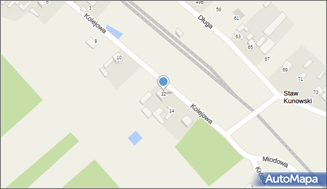 Staw Kunowski, Kolejowa, 12, mapa Staw Kunowski