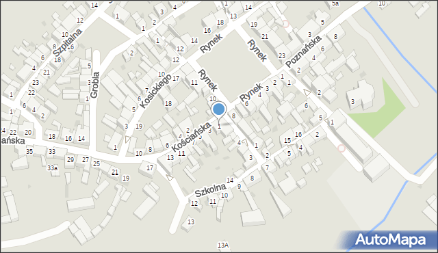 Stęszew, Kościańska, 1, mapa Stęszew