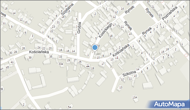 Stęszew, Kościańska, 12, mapa Stęszew