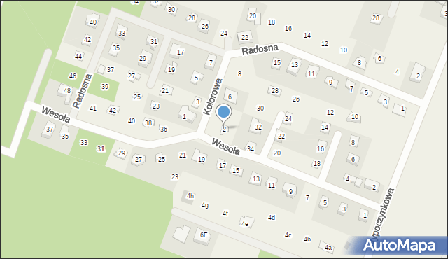 Stęszewko, Kolorowa, 2, mapa Stęszewko