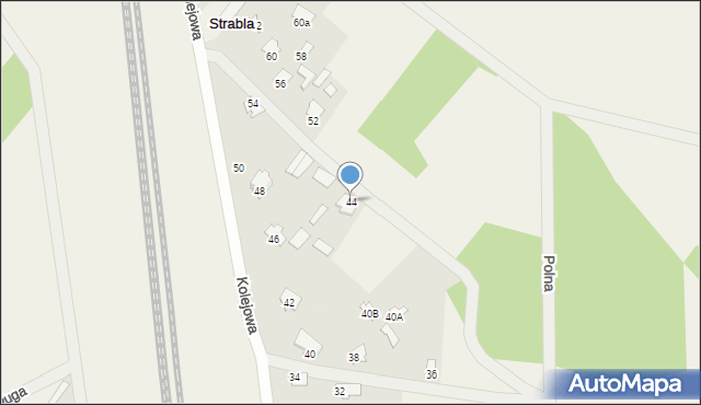 Strabla, Kolejowa, 44, mapa Strabla