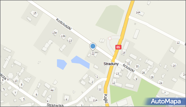 Straduny, Kościuszki Tadeusza, gen., 11, mapa Straduny