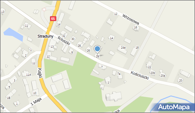 Straduny, Kościuszki Tadeusza, gen., 24, mapa Straduny