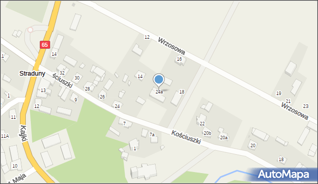 Straduny, Kościuszki Tadeusza, gen., 24a, mapa Straduny