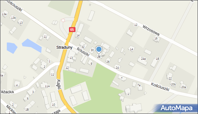 Straduny, Kościuszki Tadeusza, gen., 28, mapa Straduny