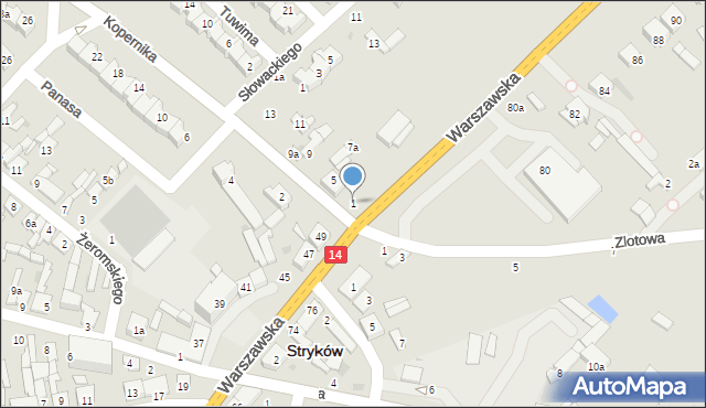 Stryków, Kopernika Mikołaja, 1, mapa Stryków