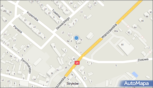 Stryków, Kopernika Mikołaja, 7, mapa Stryków