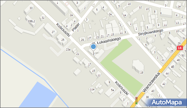 Stryków, Kościuszki Tadeusza, gen., 2, mapa Stryków