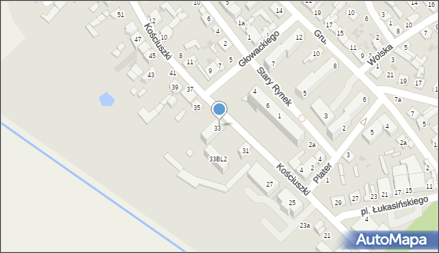 Stryków, Kościuszki Tadeusza, gen., 33BL1, mapa Stryków