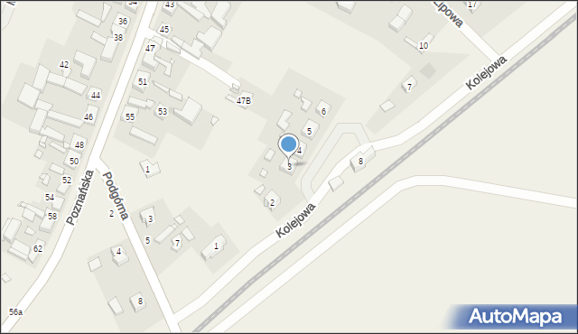 Strykowo, Kolejowa, 3, mapa Strykowo