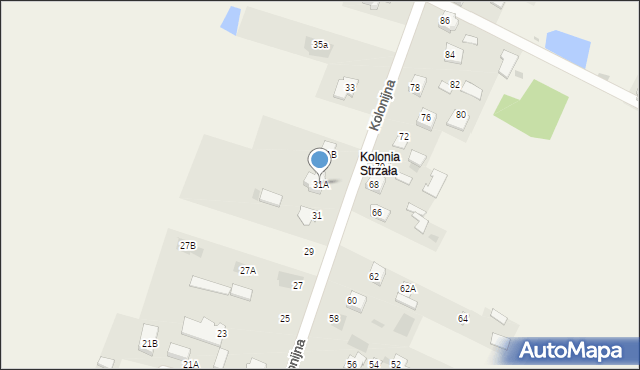 Strzała, Kolonijna, 31A, mapa Strzała