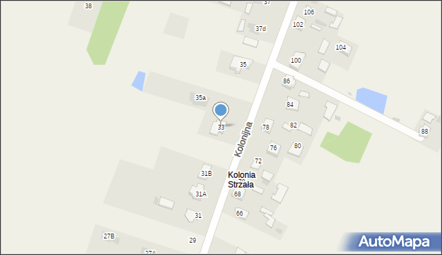 Strzała, Kolonijna, 33, mapa Strzała