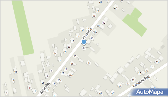 Strzałków, Kolumba, 34, mapa Strzałków