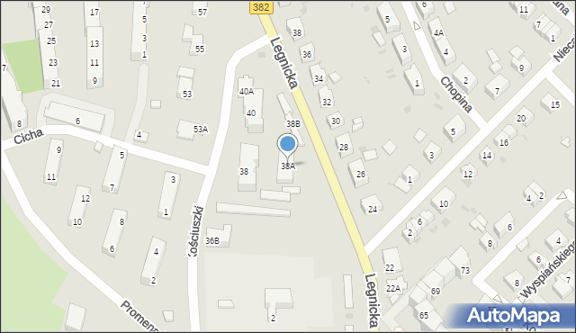 Strzegom, Kościuszki Tadeusza, gen., 38A, mapa Strzegom