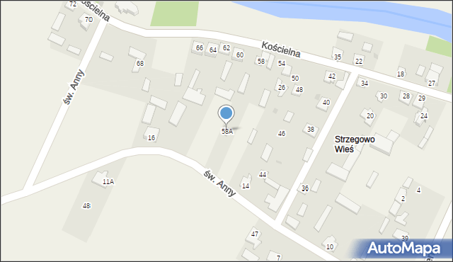 Strzegowo, Kościelna, 58A, mapa Strzegowo
