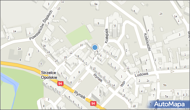 Strzelce Opolskie, Kołłątaja Hugo, 3, mapa Strzelce Opolskie