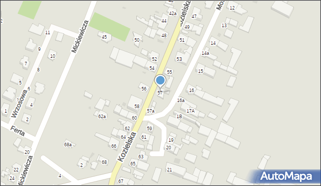 Strzelce Opolskie, Kozielska, 57, mapa Strzelce Opolskie