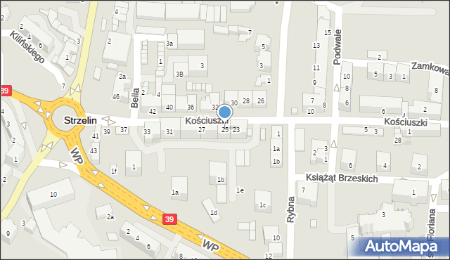 Strzelin, Kościuszki Tadeusza, gen., 25, mapa Strzelin