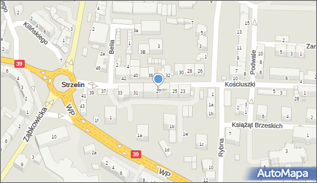 Strzelin, Kościuszki Tadeusza, gen., 27, mapa Strzelin