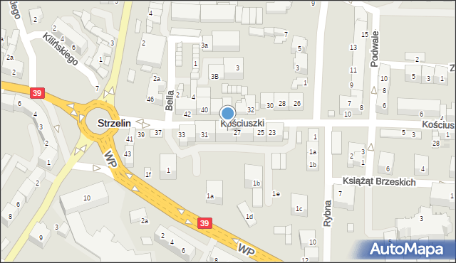 Strzelin, Kościuszki Tadeusza, gen., 29, mapa Strzelin