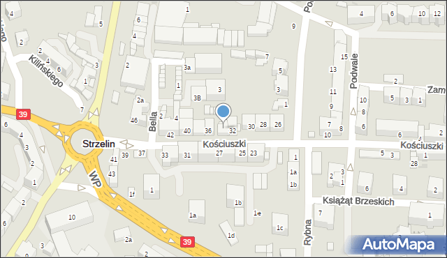 Strzelin, Kościuszki Tadeusza, gen., 34, mapa Strzelin