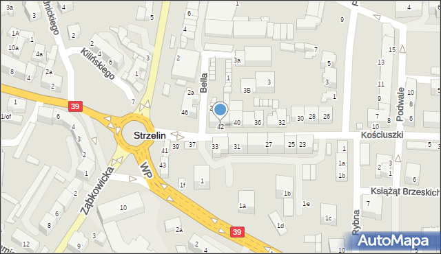 Strzelin, Kościuszki Tadeusza, gen., 42, mapa Strzelin