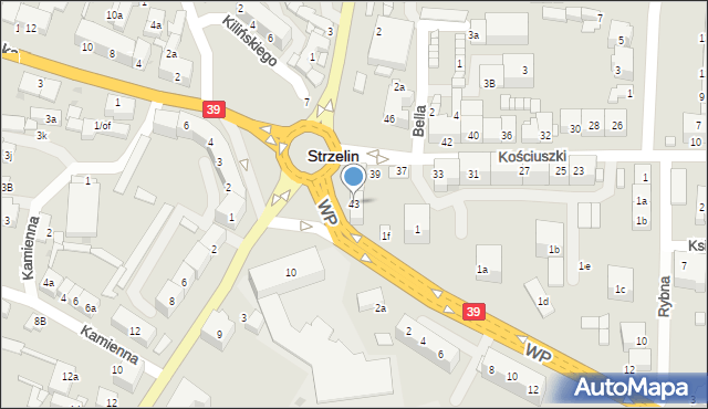 Strzelin, Kościuszki Tadeusza, gen., 43, mapa Strzelin