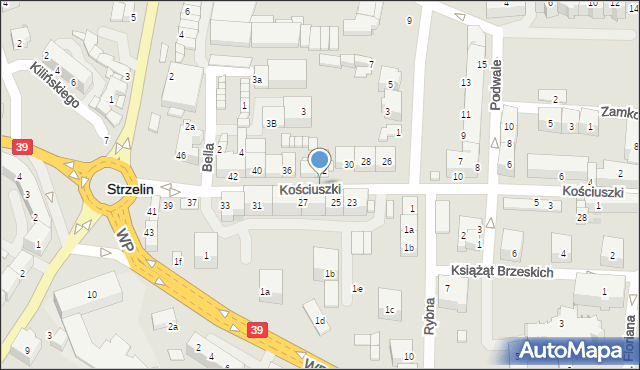 Strzelin, Kościuszki Tadeusza, gen., 7, mapa Strzelin