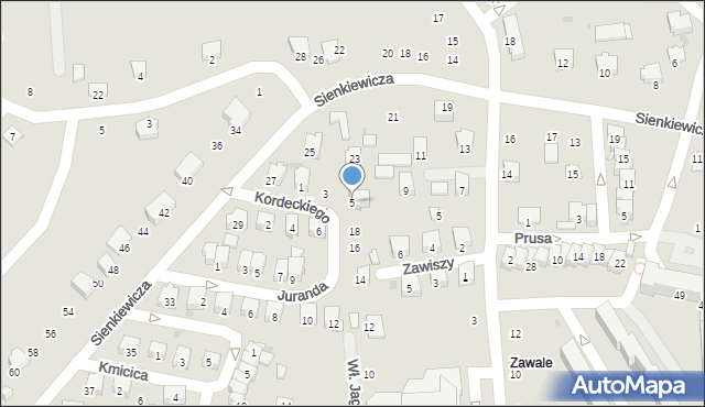 Strzyżów, Kordeckiego Augustyna, ks., 5, mapa Strzyżów