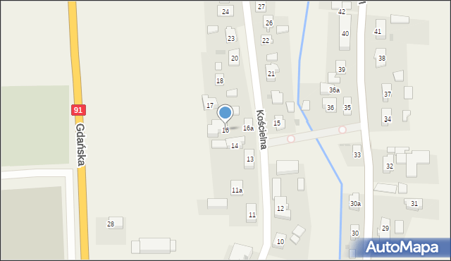 Subkowy, Kościelna, 16, mapa Subkowy