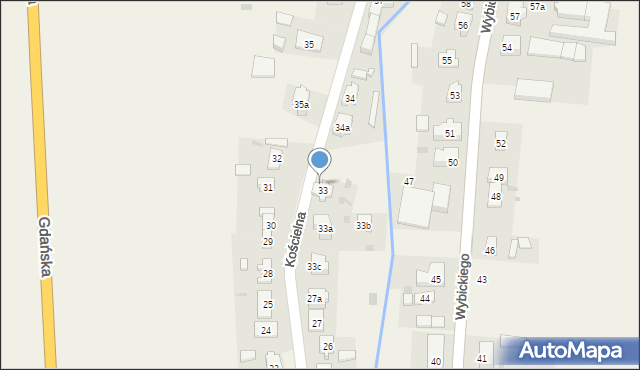 Subkowy, Kościelna, 33e, mapa Subkowy