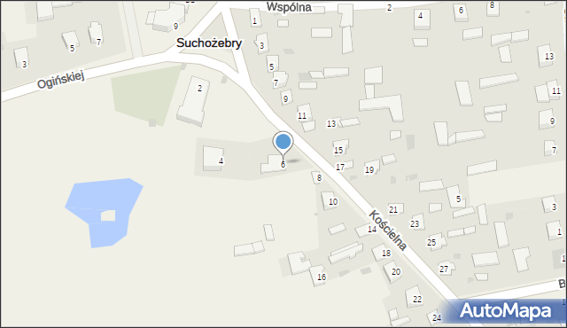 Suchożebry, Kościelna, 6, mapa Suchożebry