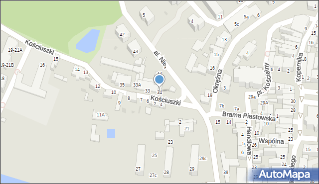 Sulechów, Kościuszki Tadeusza, gen., 34, mapa Sulechów