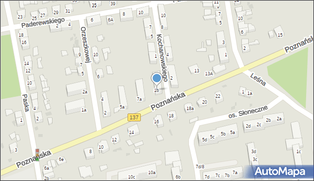 Sulęcin, Kochanowskiego Jana, 1b, mapa Sulęcin