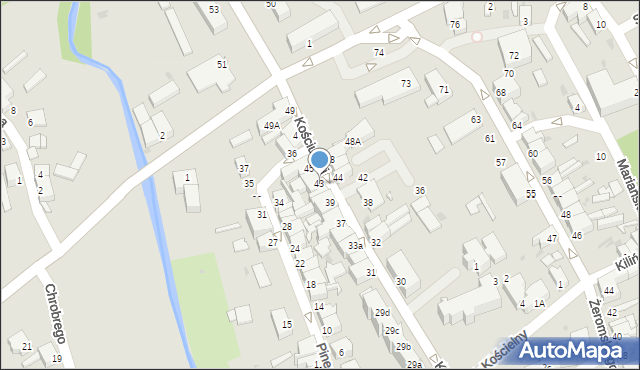 Sulęcin, Kościuszki Tadeusza, gen., 43, mapa Sulęcin