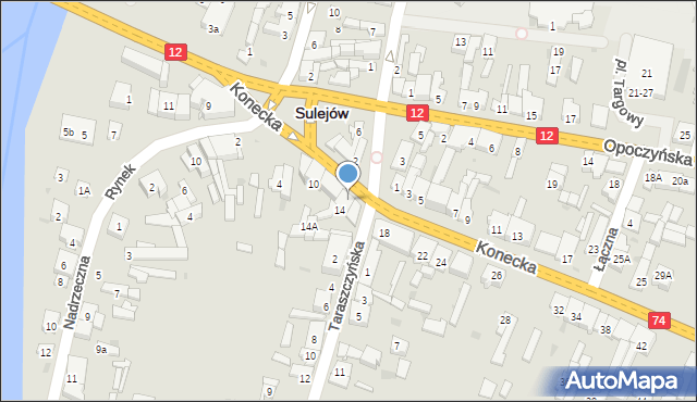 Sulejów, Konecka, 14-16, mapa Sulejów