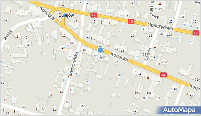 Sulejów, Konecka, 24, mapa Sulejów