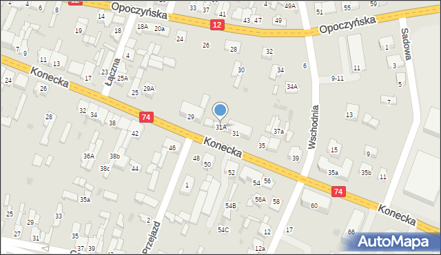 Sulejów, Konecka, 31A, mapa Sulejów