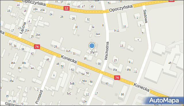 Sulejów, Konecka, 37a, mapa Sulejów