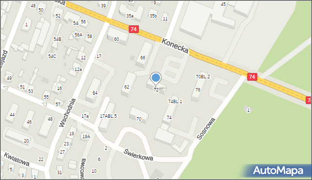 Sulejów, Konecka, 72, mapa Sulejów