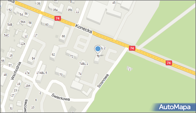 Sulejów, Konecka, 76, mapa Sulejów