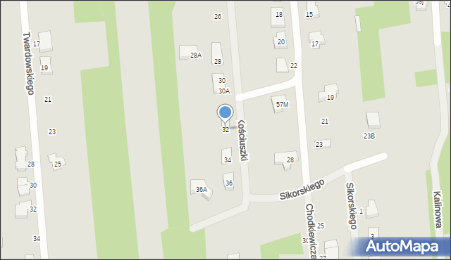 Sulejówek, Kościuszki Tadeusza, gen., 32, mapa Sulejówek