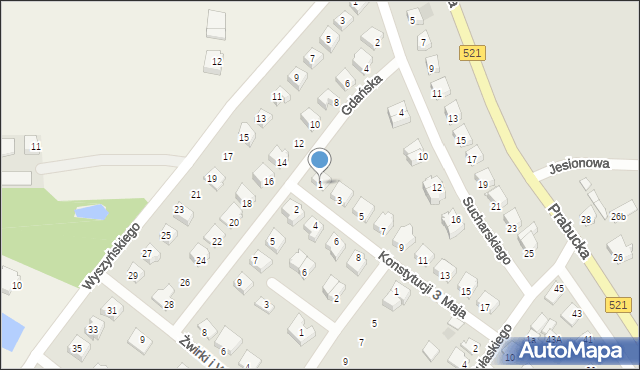 Susz, Konstytucji 3 Maja, 1, mapa Susz