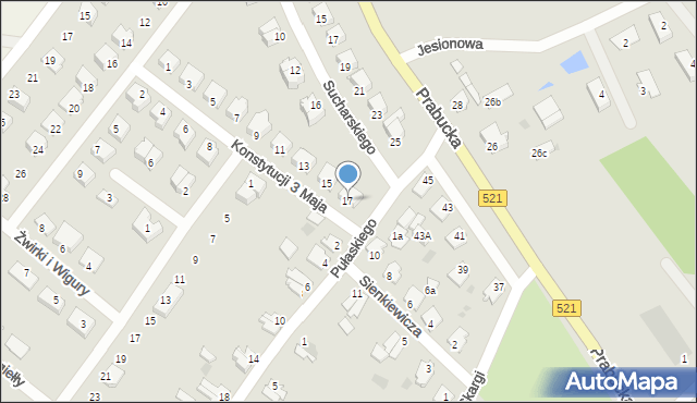 Susz, Konstytucji 3 Maja, 17, mapa Susz