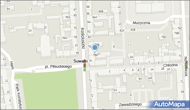 Suwałki, Kościuszki Tadeusza, gen., 78A, mapa Suwałk