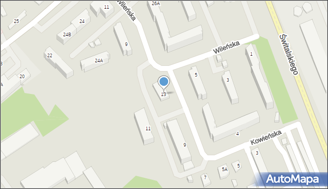 Suwałki, Kowieńska, 13, mapa Suwałk