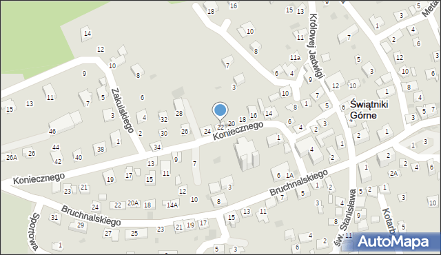 Świątniki Górne, Koniecznego Stanisława, ks., 22, mapa Świątniki Górne