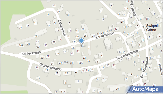 Świątniki Górne, Koniecznego Stanisława, ks., 9A, mapa Świątniki Górne